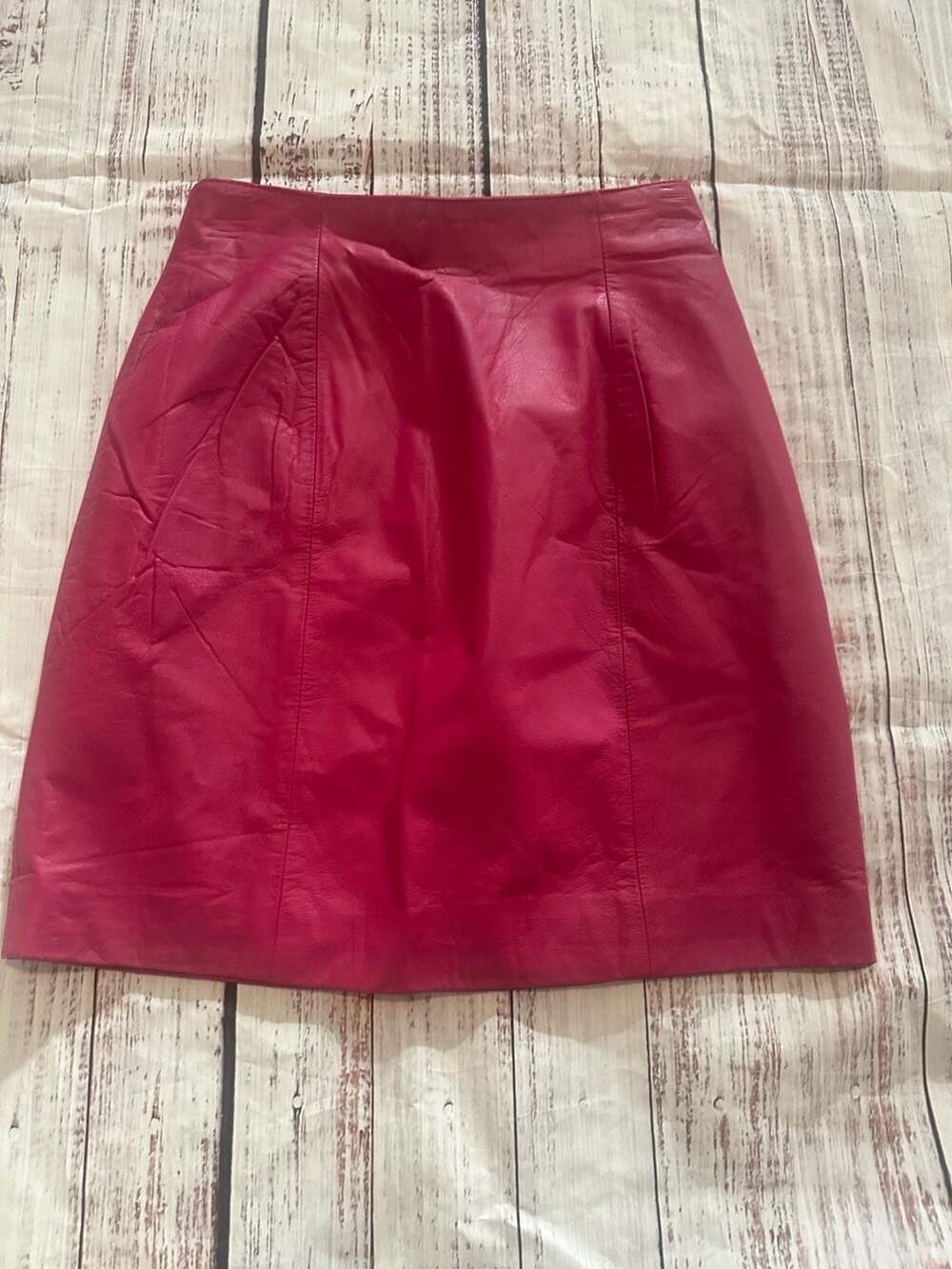 Y2K Red Genuine Leather Mini Skirt | 90s Cherry Red Statement Piece